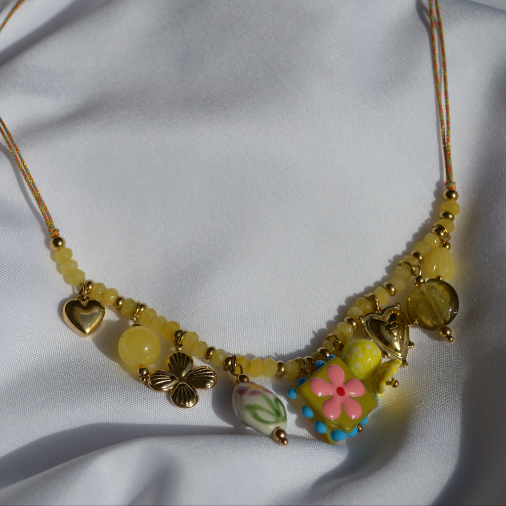 Collier - Pendentif Rose et Jaune — Rose