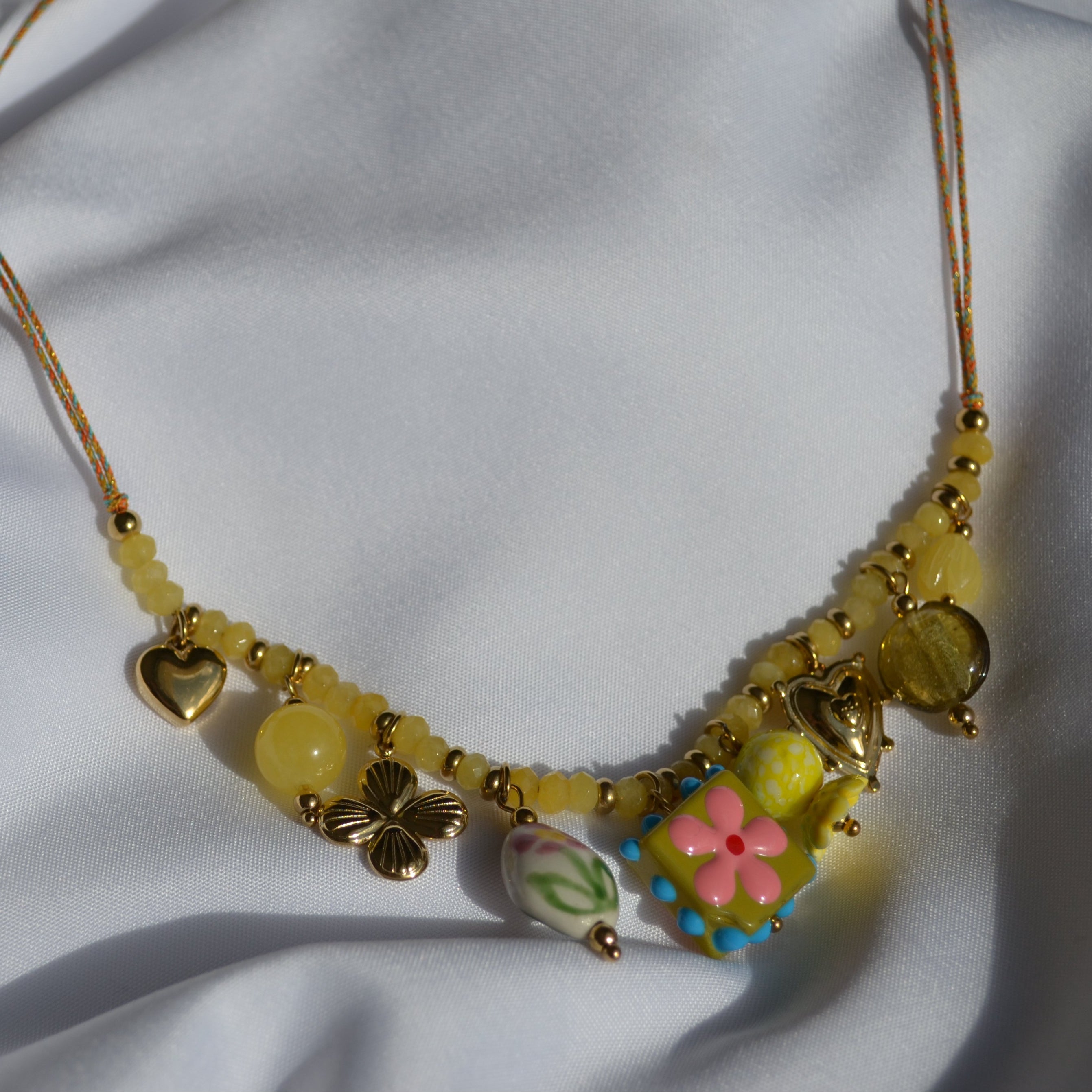 Collier - Pendentif Rose et Jaune — Rose