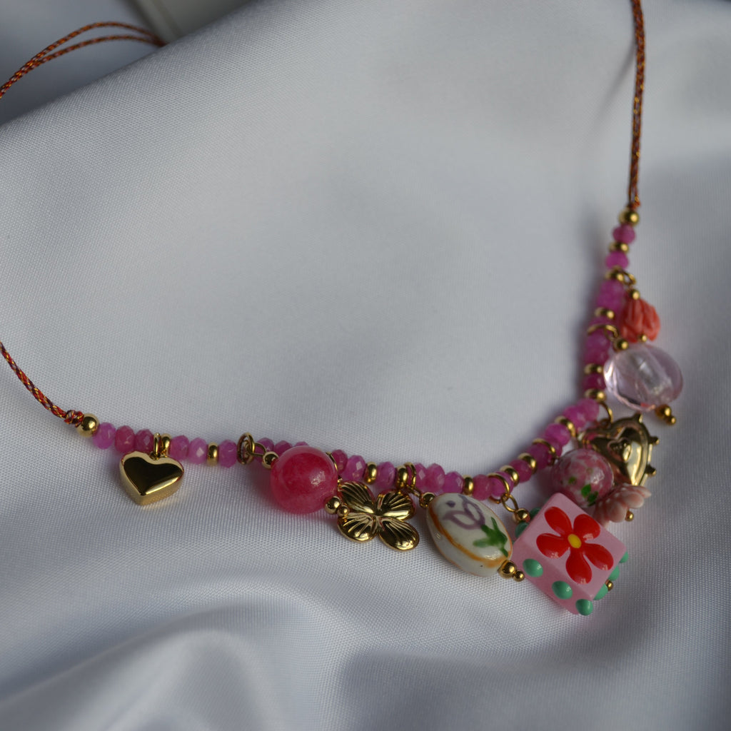 Collier - Pendentif Rose et Jaune — vue 4