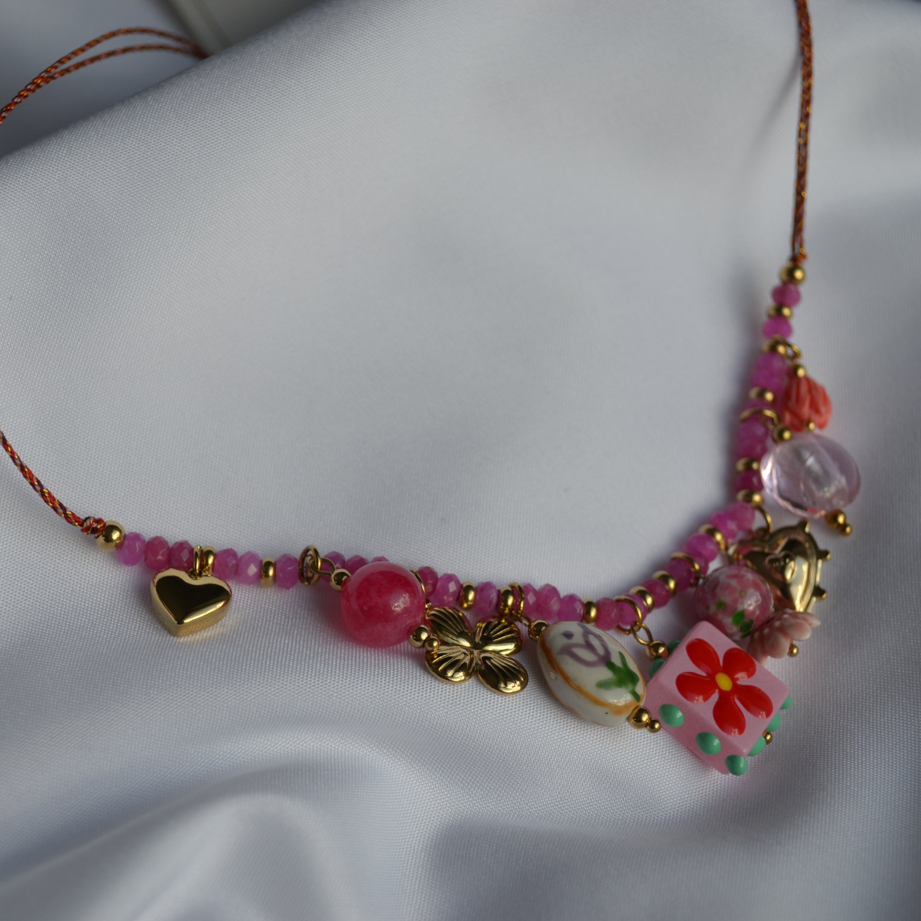 Collier - Pendentif Rose et Jaune — vue 4