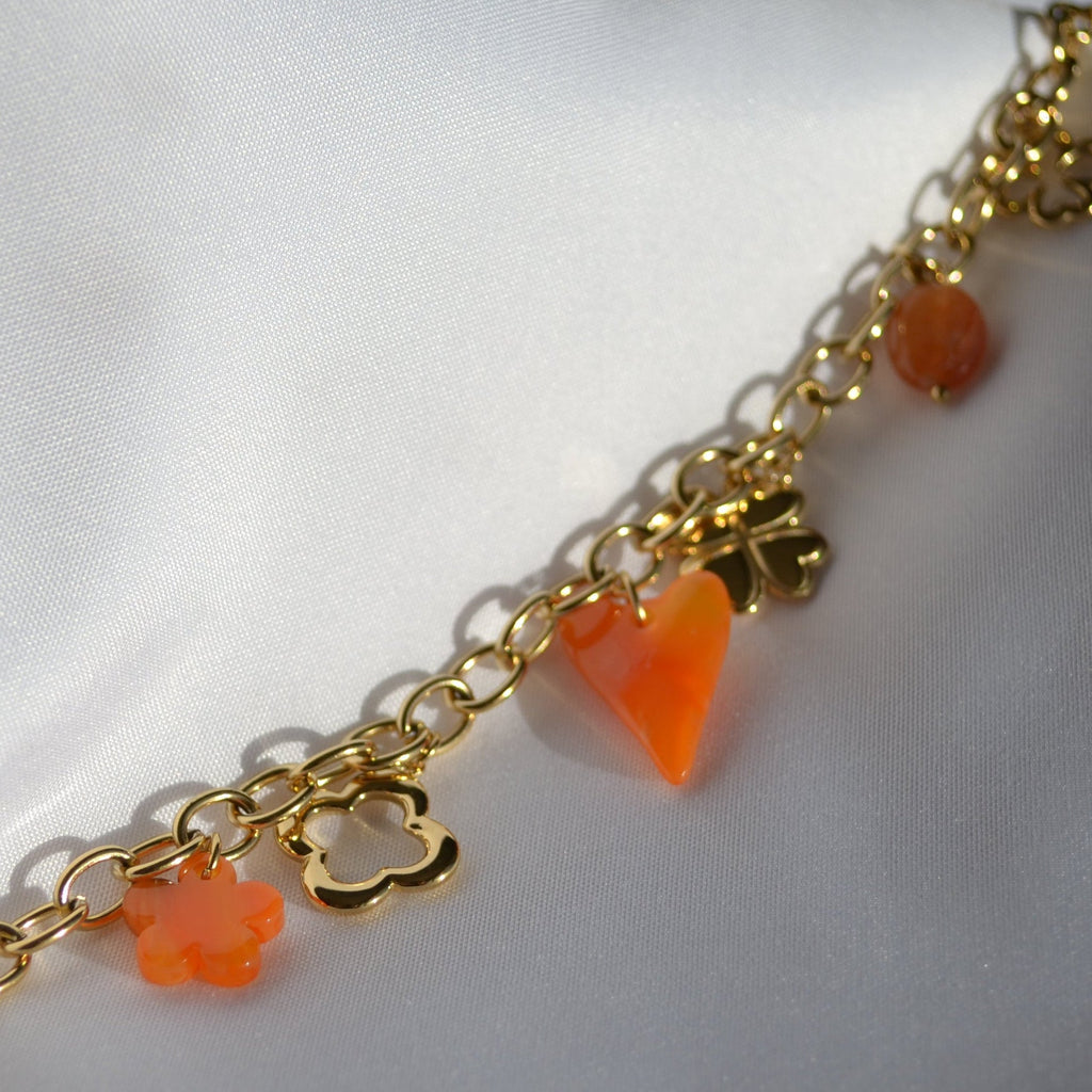 Bracelet à pendentif - Coeur orange — vue principale