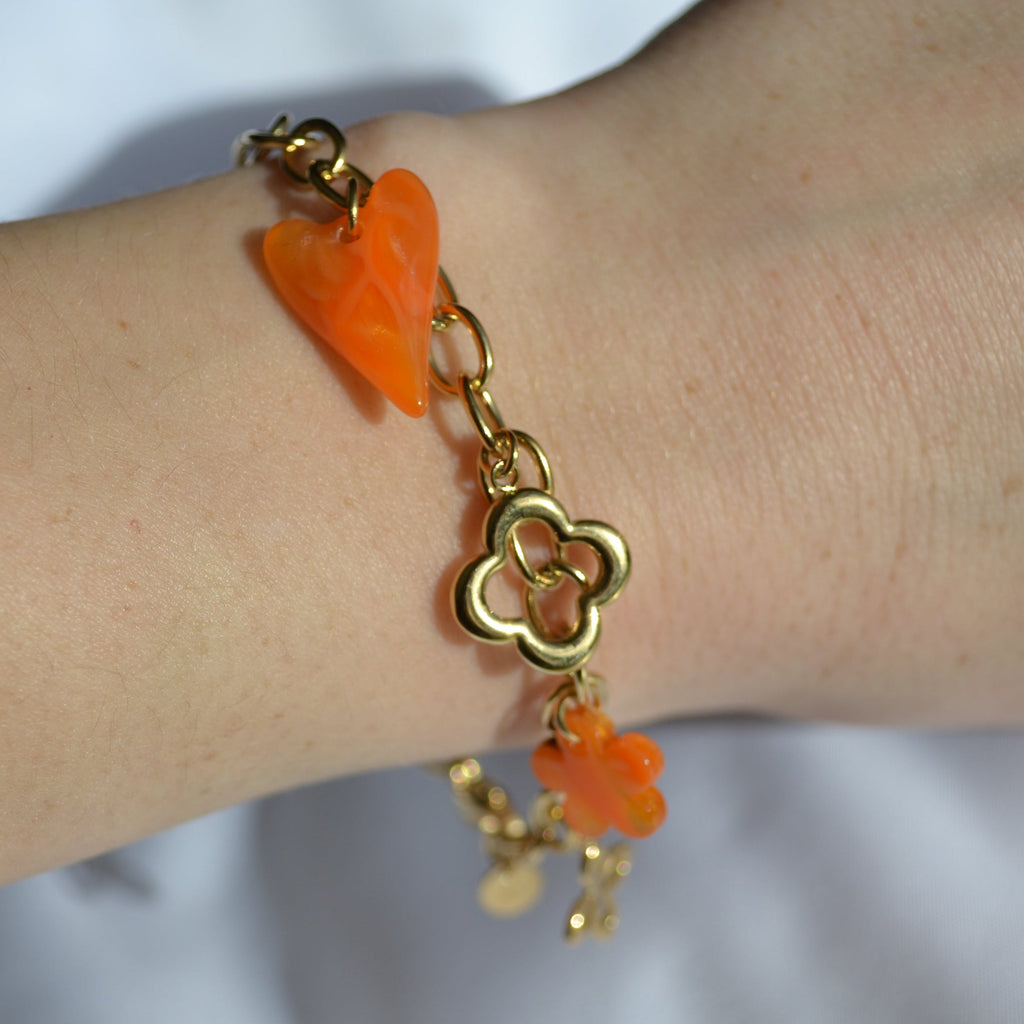 Bracelet à pendentif - Coeur orange — vue 3