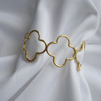 Bracelet manchette - Fleur fine - Argenté et doré — vue 3