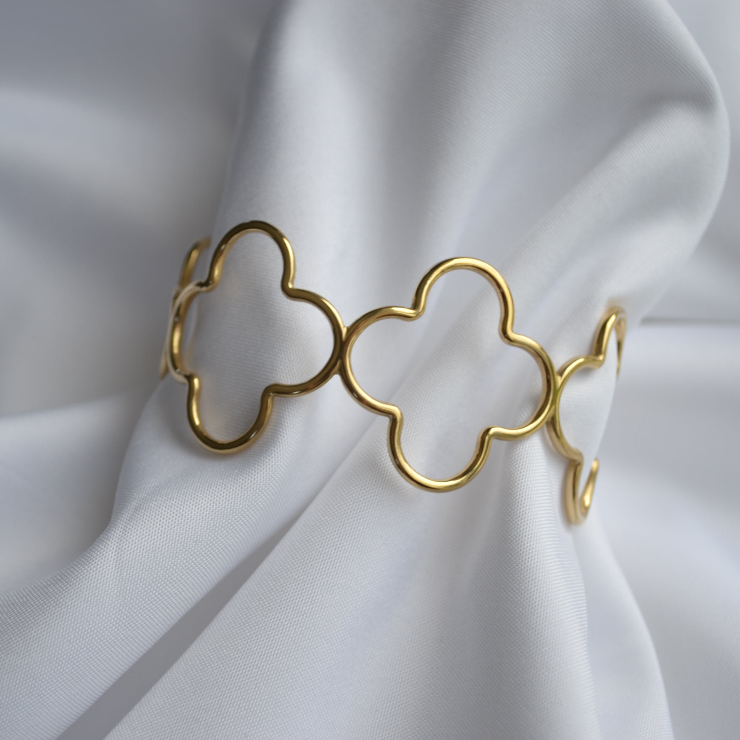 Bracelet manchette - Fleur fine - Argenté et doré — vue 3