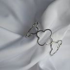 Bracelet manchette - Fleur fine - Argenté et doré — Argent