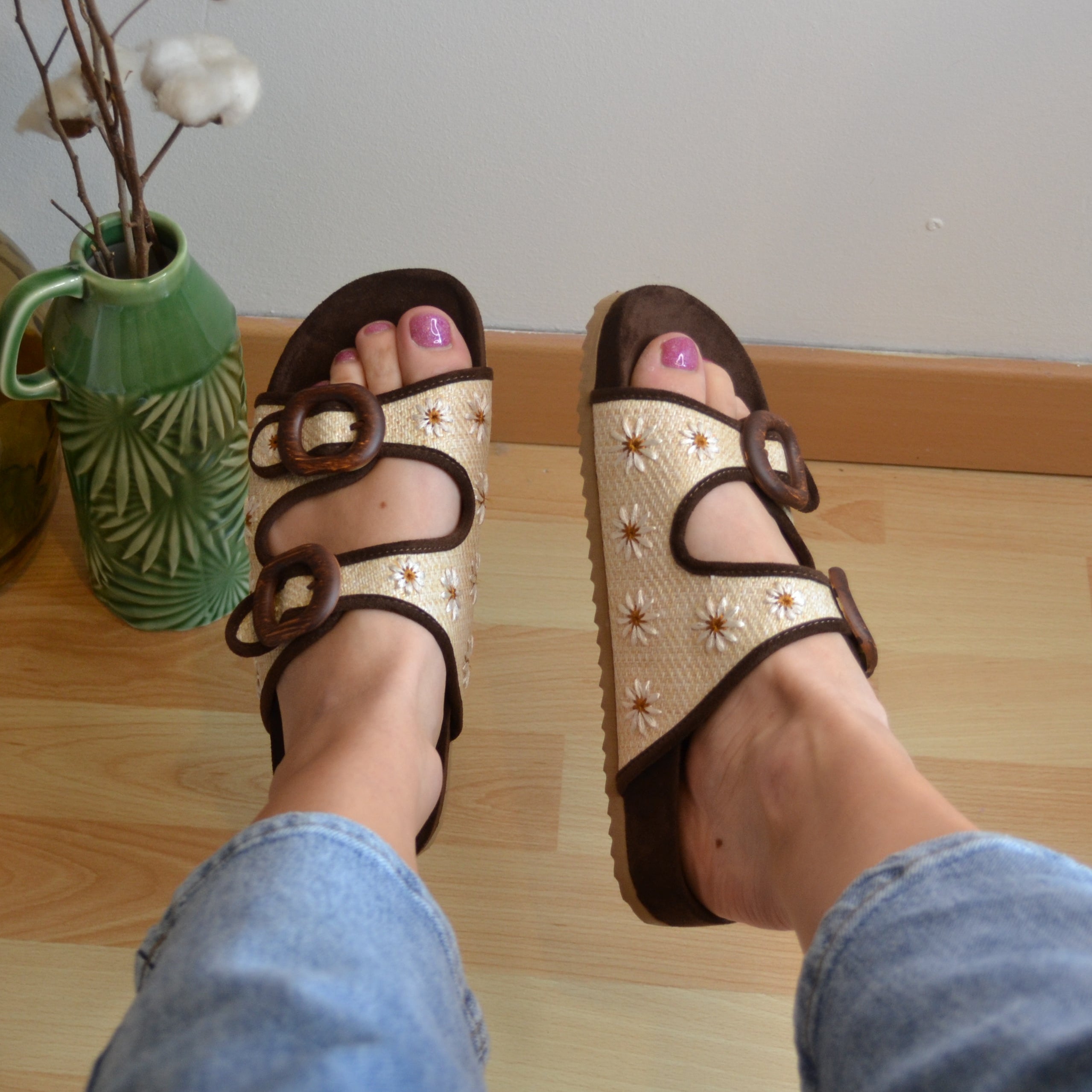 Mules fleuries