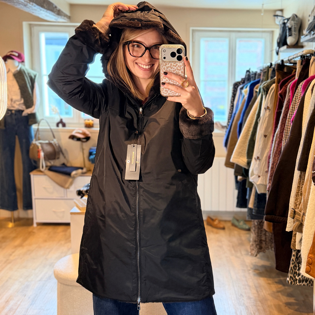Parka noir reversible