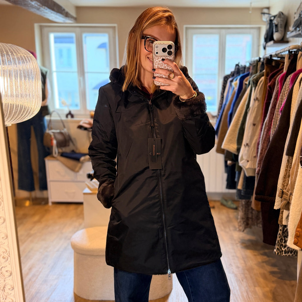Parka noir reversible
