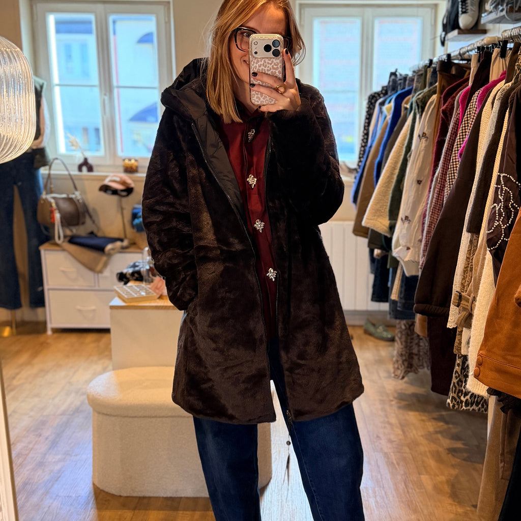 Parka noir reversible
