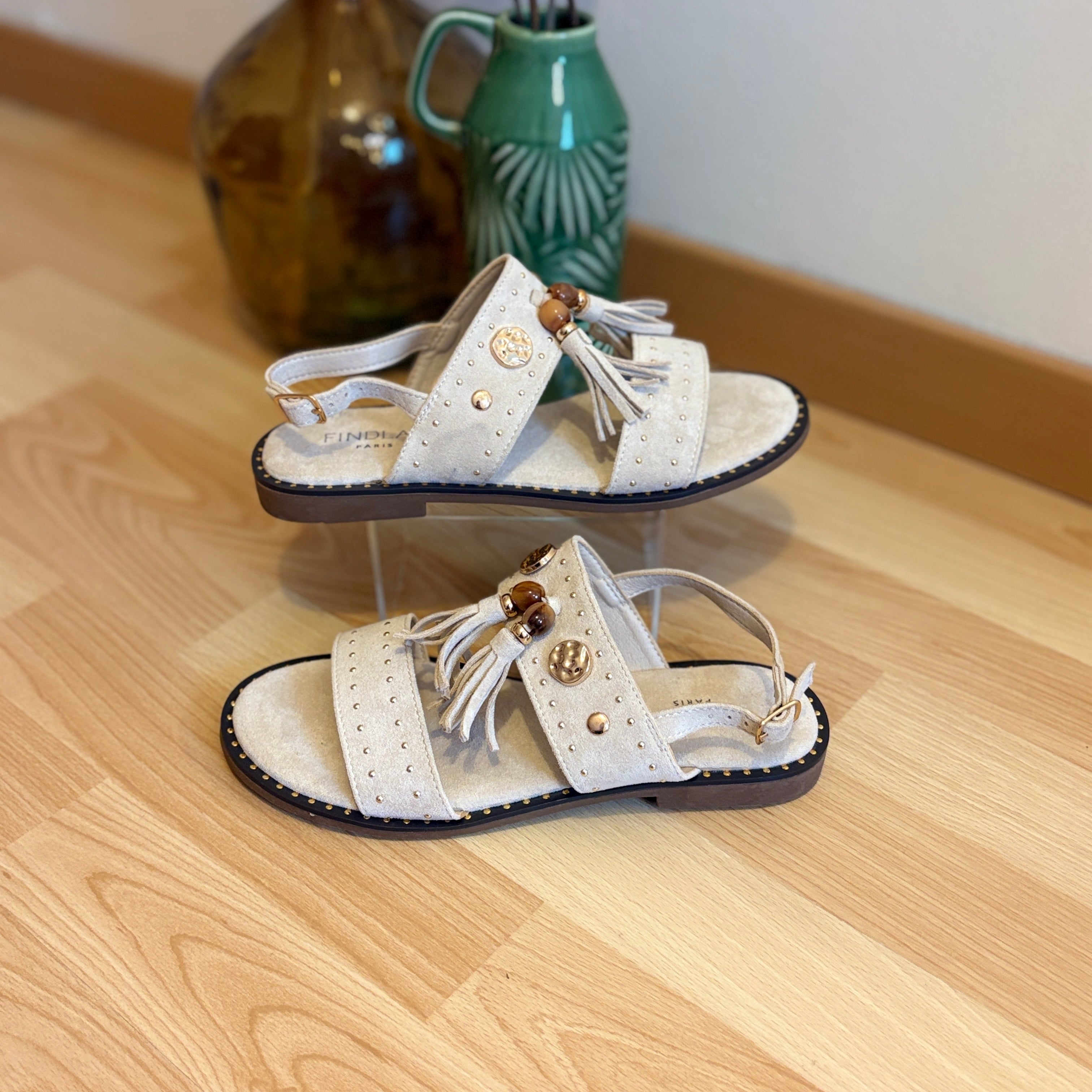 Sandales beige - Pompons